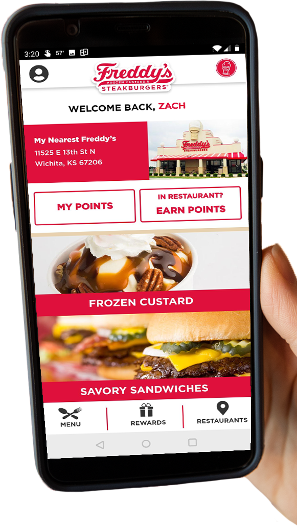 Mobile device taking picture in a Freddy's Frozen Custard Steakburgers location